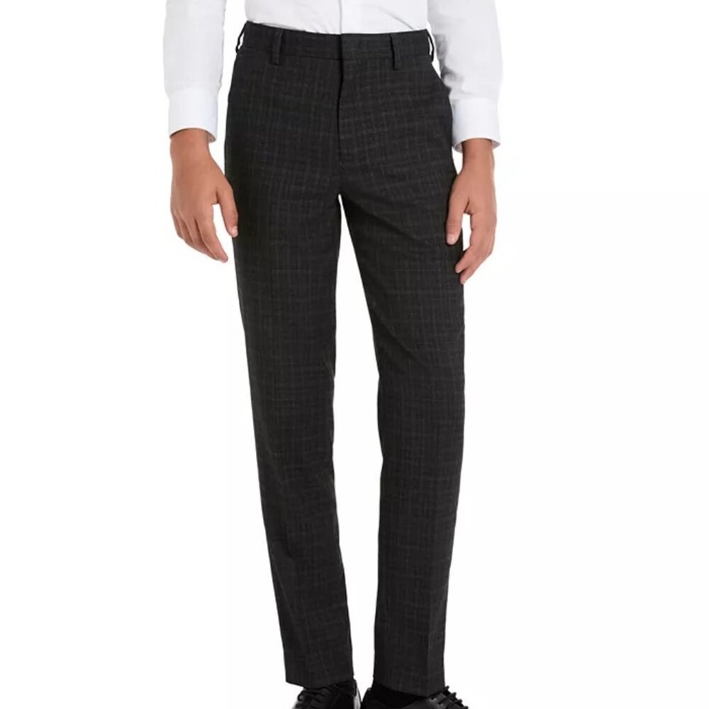 B by Brooks Brothers Big Boys Charcoal Classic Dress Pants Size 18R Stretch